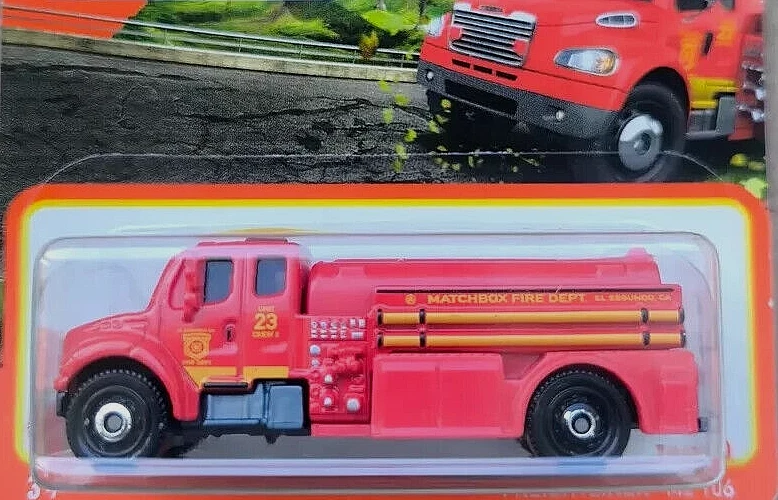 Matchbox MBX short card FREIGHTLINER M2 106 RED FIRE TRUCK 76/100 - Image 2 of 3