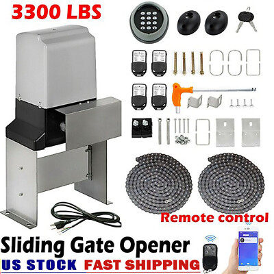 3300LBS Electric Automatic Sliding Gate Opener APP Control w/ 4 Remotes & Chain