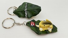 PUERTO RICO PR BORINQUEN FROG COQUI ON LEAF KEY CHAIN WITH RING UNISEX SOUVENIRS
