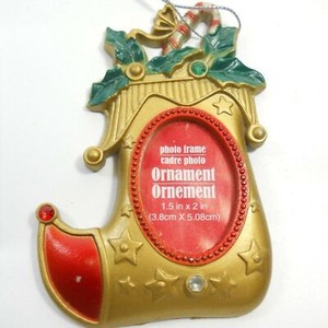 Christmas Jester Sock candy cane metal photo frame