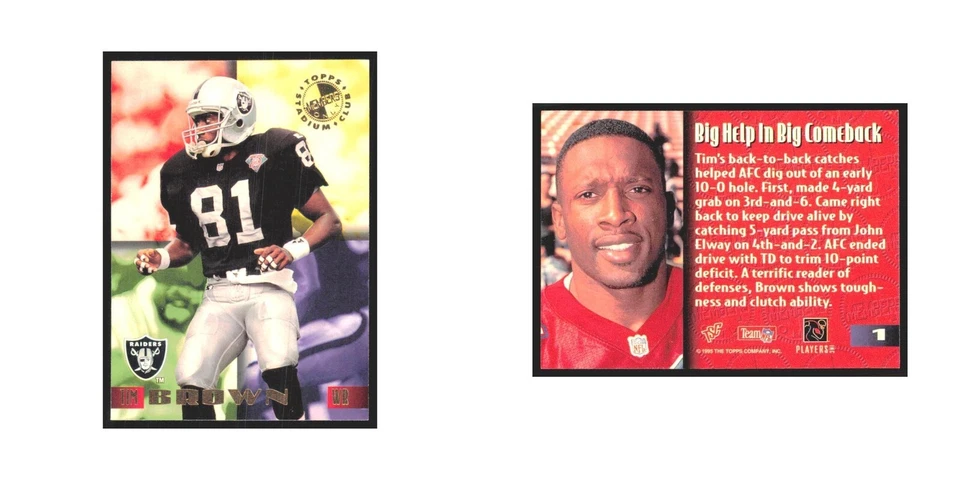 1995 Stadium Club Members Only Tim Brown Raiders #1 - Image 3 of 3