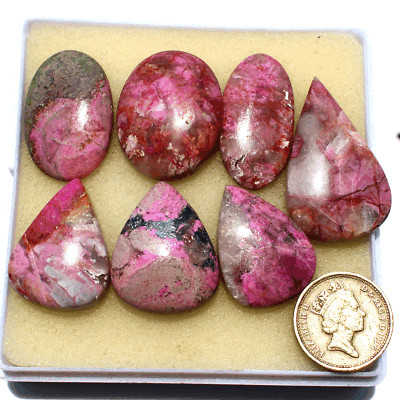 7 Pcs Morocco Natural Cobalto Calcite Untreated 30mm-41mm Cabochon Gemstones Lot
