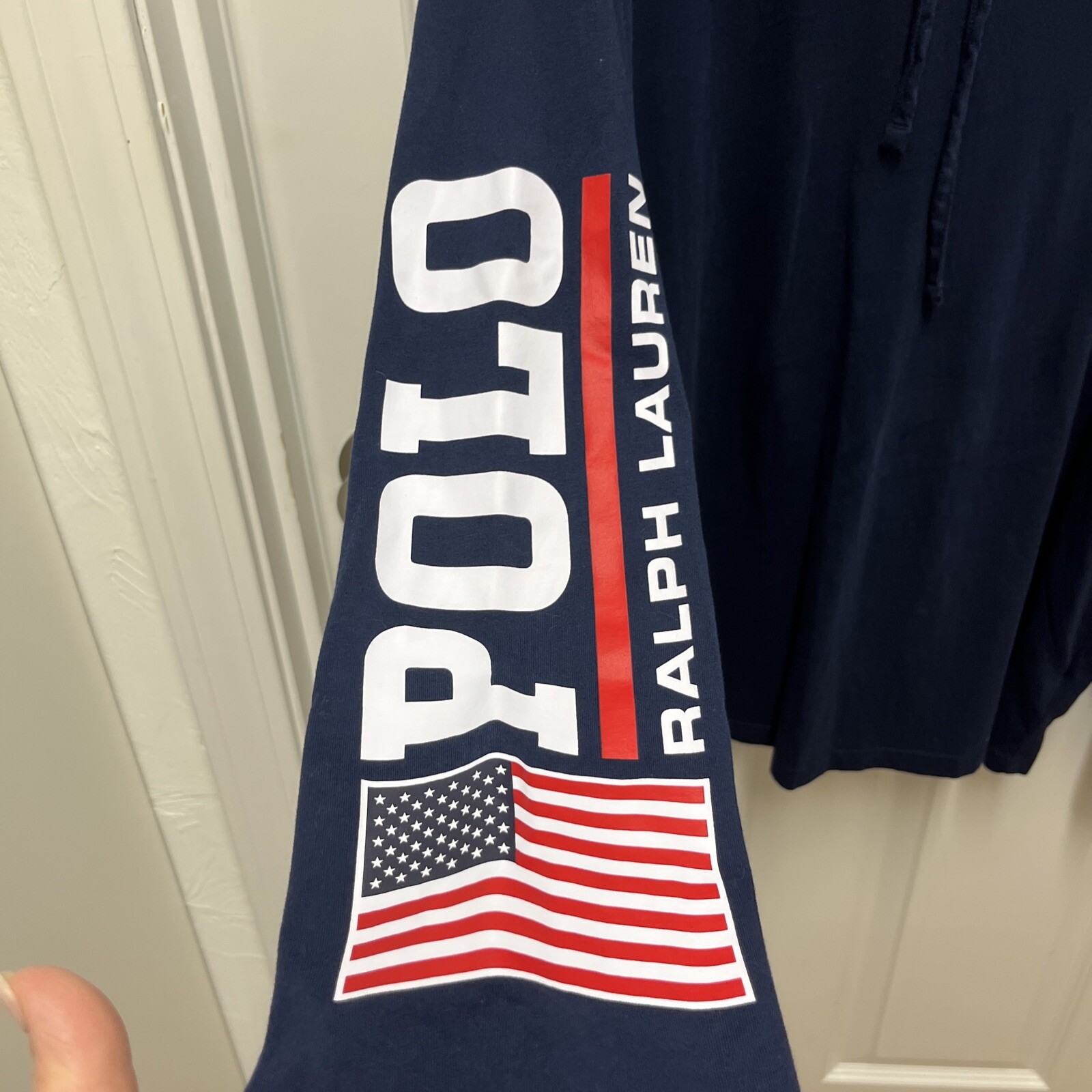 Polo Ralph Lauren Uomo Felpa con Cappuccio Camicia Sottile BIG PONY Logo Bandiera L G Spell Out