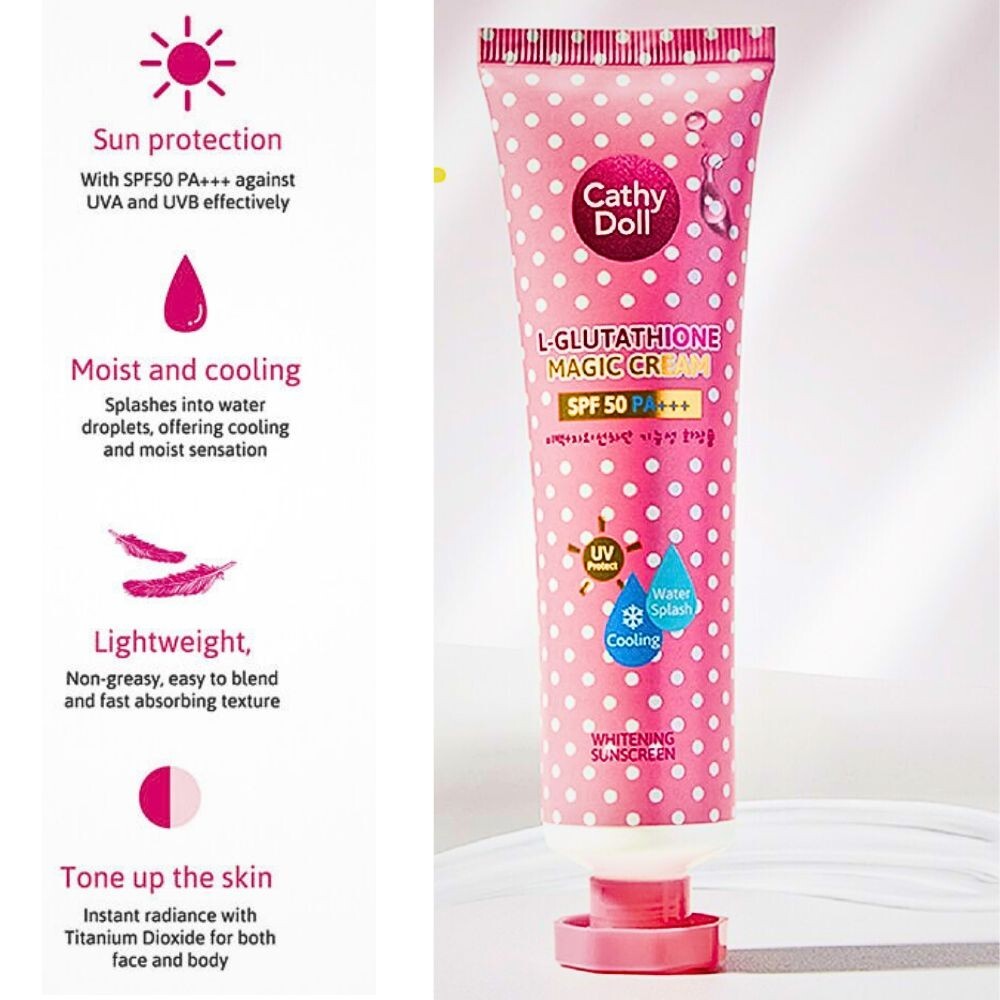 3x Face Cream Cathy Doll L-Glutathione Bright Tone Up Sunscreen Serum SPF  60ml