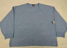 New Vince Camuto Women's XL V-Neck Sweater Long Sleeve Pullover Marine Blue AM8