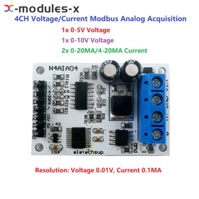 9V 12V 24V 4 Channel Voltage Current Analog Acquisition RS485 Module N4AIA04 RTU