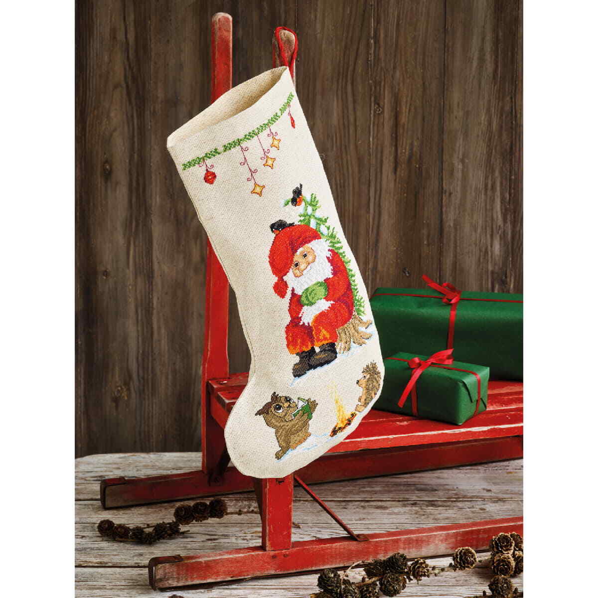 Permin counted cross stitch kit stocking ""Reading owl "", 27x44cm, DIY