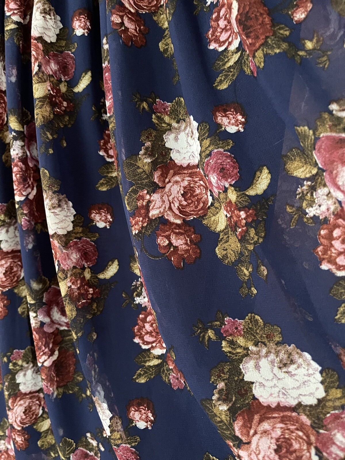 Ulyana Sergeenko Silk Maxi Floral Dress Navy Blue… - image 5