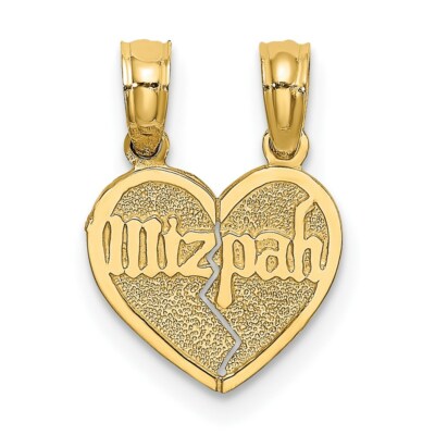 14K Gelbgold wendbarer Break Apart Mizpa Herz Anhänger