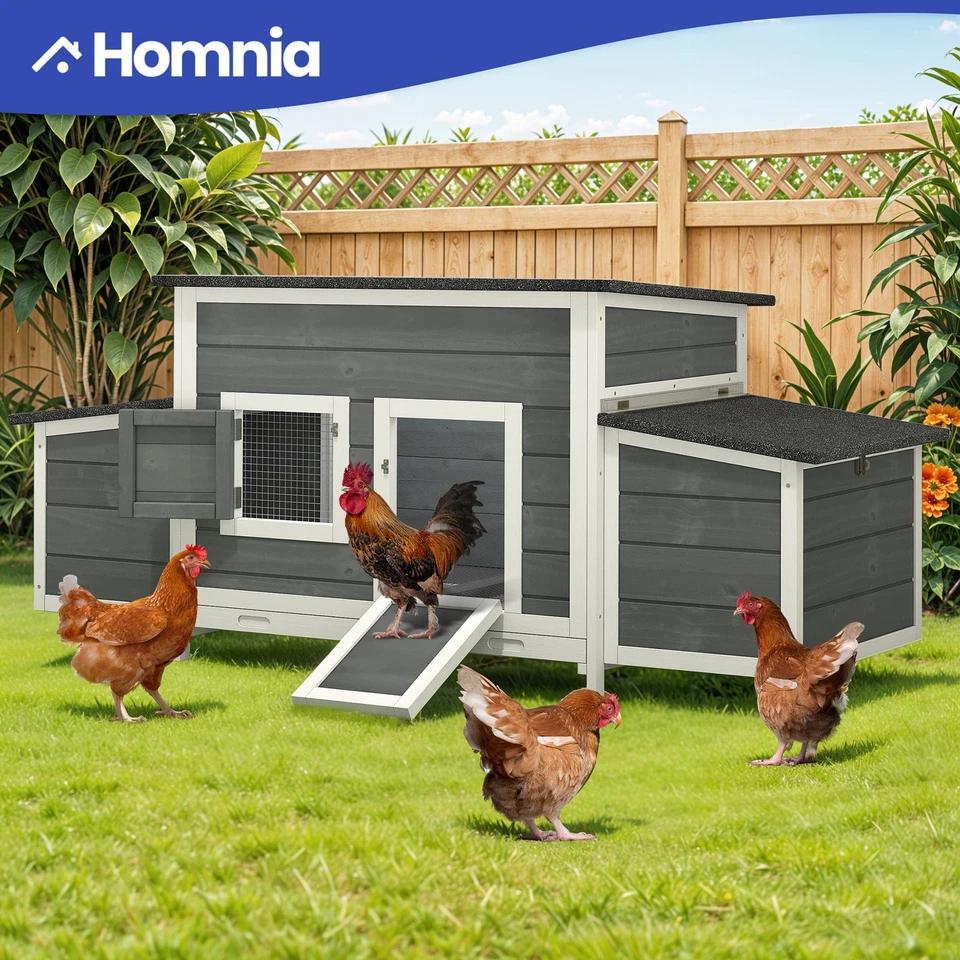 HOMNIA 67" Large Wooden Chicken Coop Hen House for Duck Rabbit w/ Nesting Box Cage