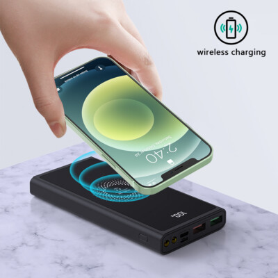 Power Bank 900000mAh Qi Wireless External Battery Charger Portable Fast Charging