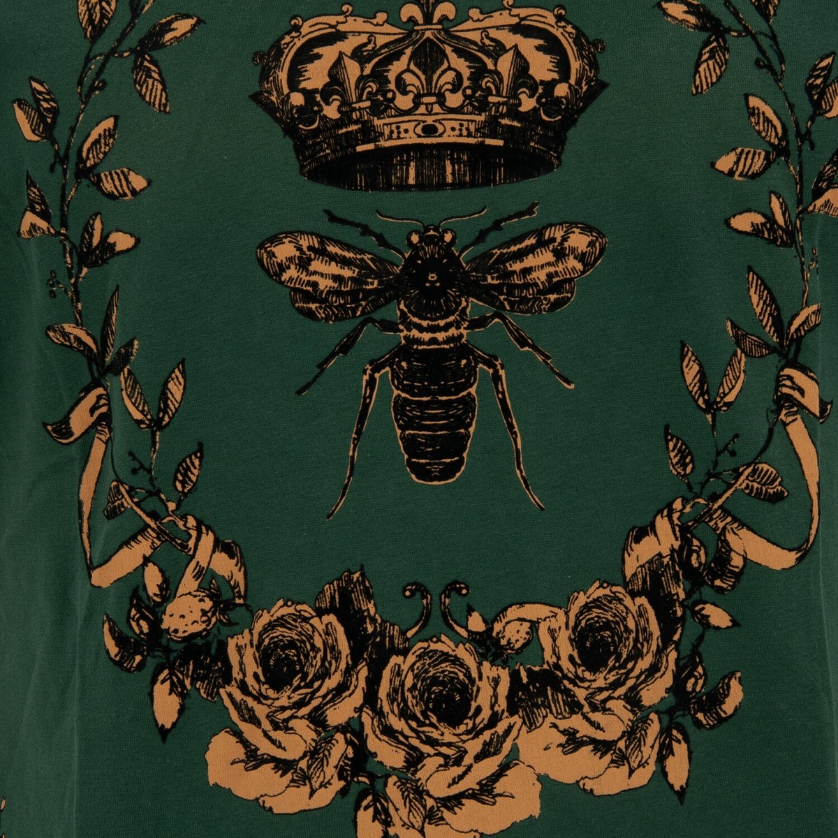 DOLCE & GABBANA Napoleon Bee Crown Baroque Cotton T-Shirt Green 46