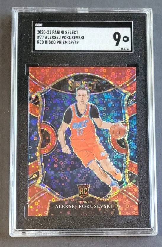 Aleksej Pokusevski 2020-21 Select Prizm Red Disco #77 RC #39/49 SGC 9 Thunder
