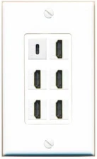 6 Port 1 Gang Jack Face Cover Coupler 5 HD USBC Wall Plate