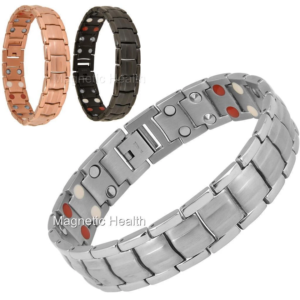 MENS MAGNETIC BIO ENERGY TITANIUM BRACELET 4in1 HEALTH ARTHRITIS PAIN RELIEF