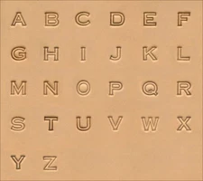 1/4" (6.5mm) Block Outline Font Alphabet Leather Stamp Set 4909-00