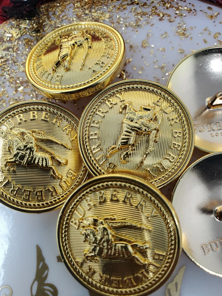 BURBERRY GOLD METAL BUTTONS 6 x 25MM Coats Sweaters Cardigan Women Men Boy Girl - Image 4 of 4
