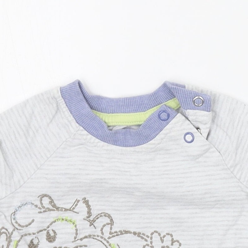 George Boys Grey Striped Cotton Blend T-Shirt Size 6-9 Months image 5