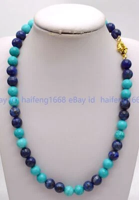 Natürliche 6/8/10/12mm Blau Türkis Lapis Lazuli Edelstein Rund Perlen Halskette - Bild 1 von 4