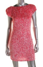 ABS Allen Schwartz ~ Pink Sequins Cutout Low Back Sheath Party Dress 10 NEW $430