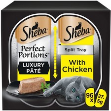 96 x 37.5g Sheba Perfect Portions Luxury Adult Wet Cat Food Tray Chicken in Pate 8.81 per kilo