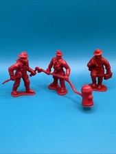 Vintage 3Red Plastic FIREMAN Figures - Lot Red Fireman Figures