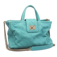 CHANEL Bag: Chain Shoulder Bag Green W38H23D12cm w/dust bag;