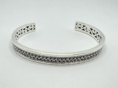 Lois Hill 925 Sterling Silver Intricate Woven 1/4  Thick Cuff Bracelet 24g