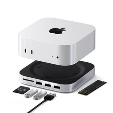 Mac mini Hub & Stand with NVMe SSD Enclosure, Mac mini Dock with 2xUSB A Up t...