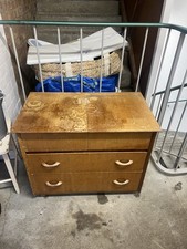 Teak Low Chest of Drawers 2 over 2 with Mirror British Mid Century Vintage