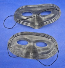Authentic 1980s Child Hero Sidekick Black Mask Set of Two Dress Up Play One Size