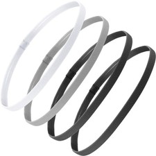 4 Pack Thin Sports Headbands Elastic Non Slip Hair Bands Black Gray White Unisex
