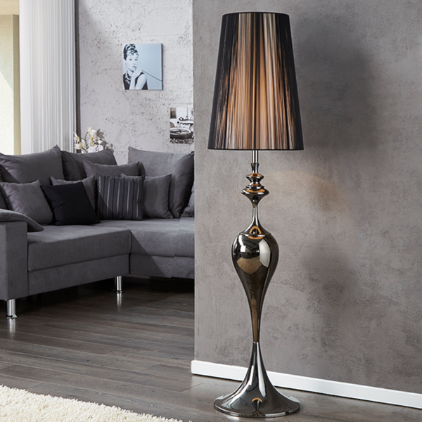 Design Stehleuchte Lucie 160Cm Schwarz Barock Stil Stehlampe Standleuchte E27-image