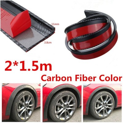 2x 1.5M Carbon Fiber Car Fender Flare Wheel Eyebrow Trim Moulding Protector Lip