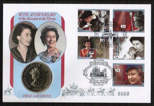 GB Queens 40th Anniversary Accession Alderney £2 Coin Cover