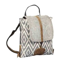 Myra Bag Women's Artist's Impression Upcycled Canvas  Leather Backpack One Size