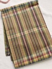NOS Upholstery fabric multi plaid reversible heavy check cotton 55" x 93"