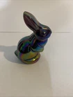 Fenton Purple Carnival Glass Miniature Rabbit Bunny Figurine