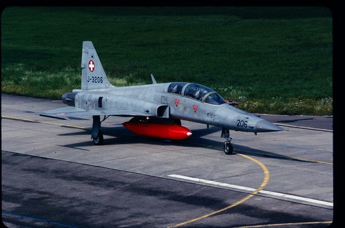 #7503 ORIGINAL K64 AIRCRAFT SLIDE: Swiss AF Northrop F-5F Tiger II J-3206