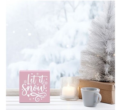 Pink Wood Winter canvas Let it Snow Baby it's Cold Outside Decorative Plaque
