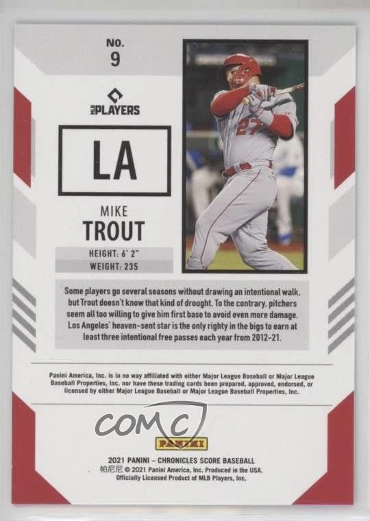 2021 Panini Chronicles Score Green /5 Mike Trout #9 - Image 2 of 2