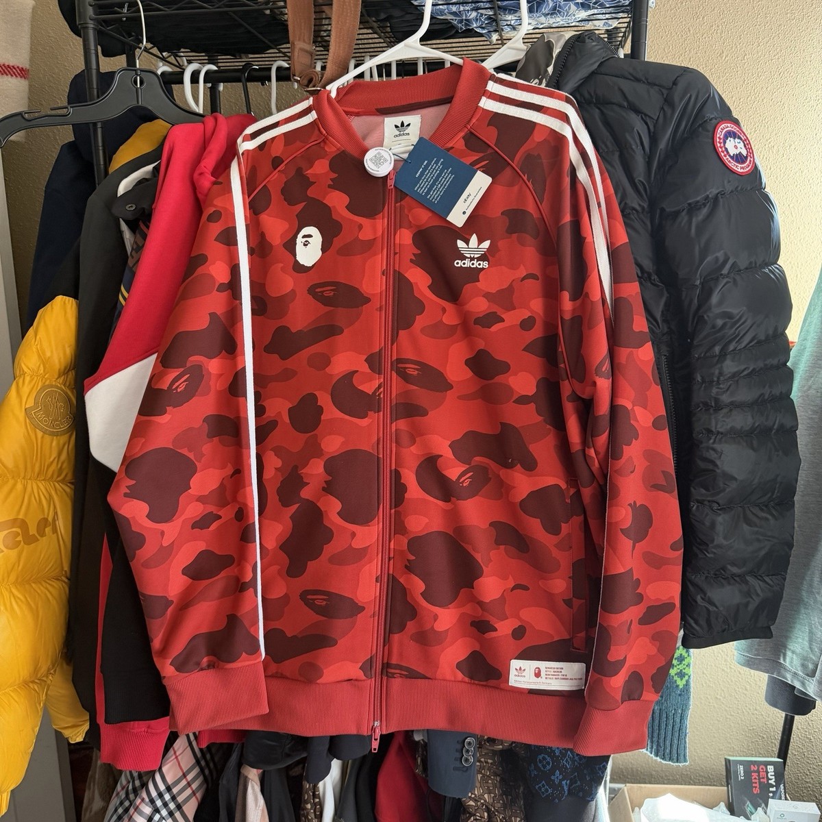 RARE Adidas x BAPE A Bathing Ape Men's Tracksuit Red Camo Jacket