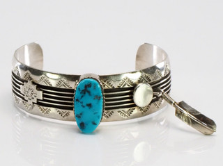 CHARLEY Armreif Armspange Navajo Indianerschmuck 925 Sterling Silber; K118