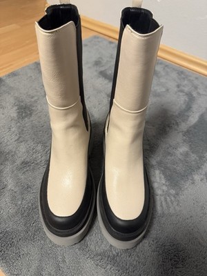Liu Jo Damen Schuhe Plateau Boots Stiefel Stiefeletten Schwarz Grau Beige  Gr.39