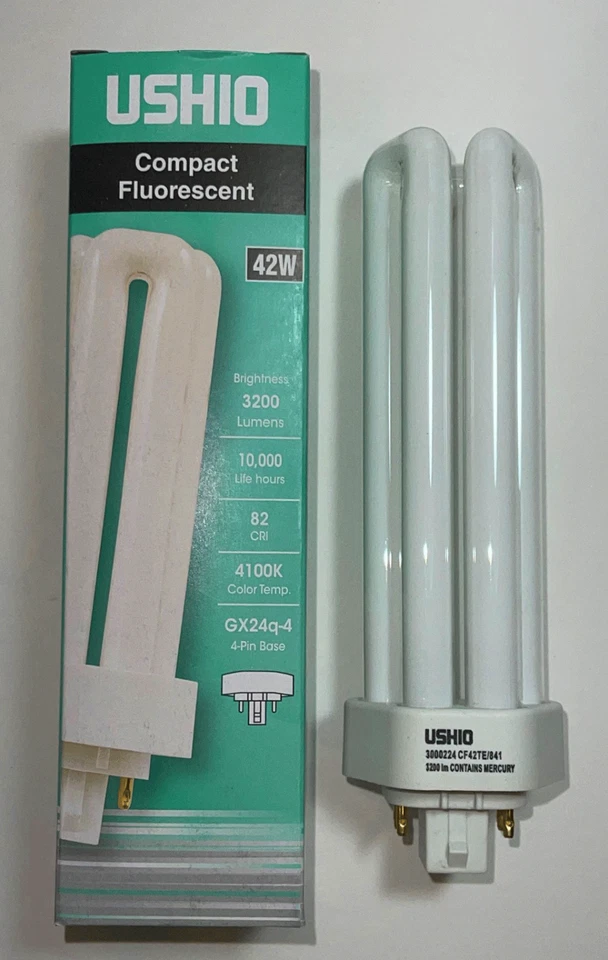 CF42DE/841 42 watt Quad Tube 4100K 4-Pin CFL lamp Ushio 3000244 - 6 Piece LOT - Image 2 of 4