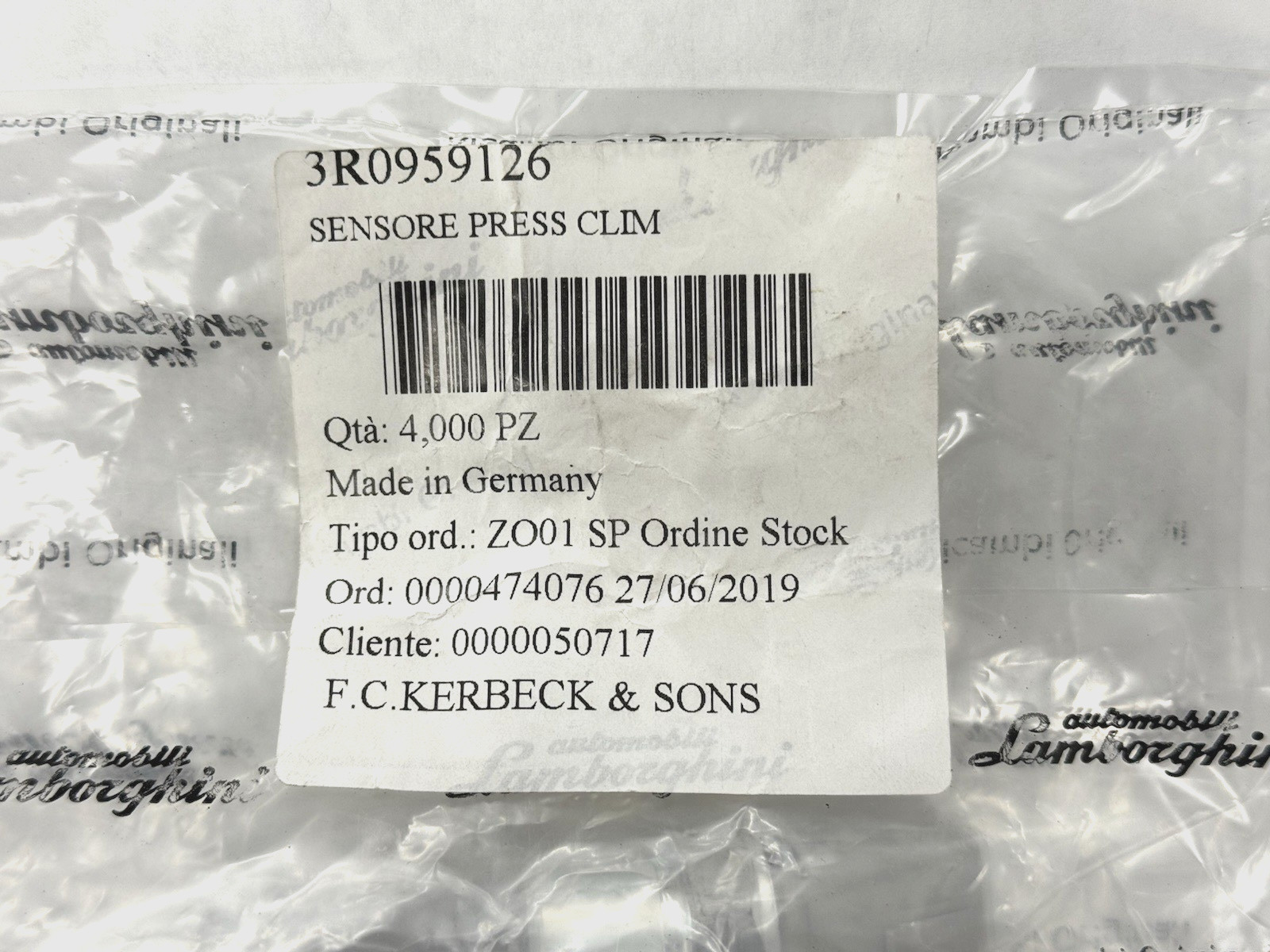 Genuine Lamborghini Gallardo AC Pressure Sensor Switch OEM # 3R0959126