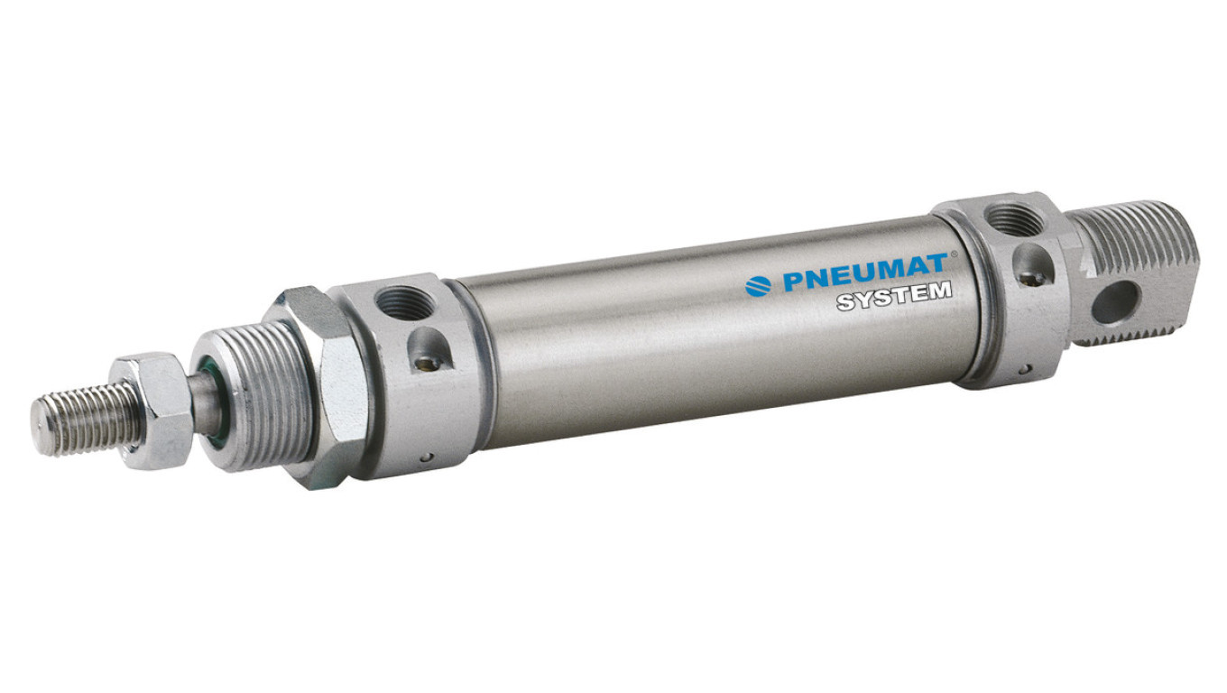 Round pneumatic cylinder with one-sided piston rod with pneumatic shock a /T2UK