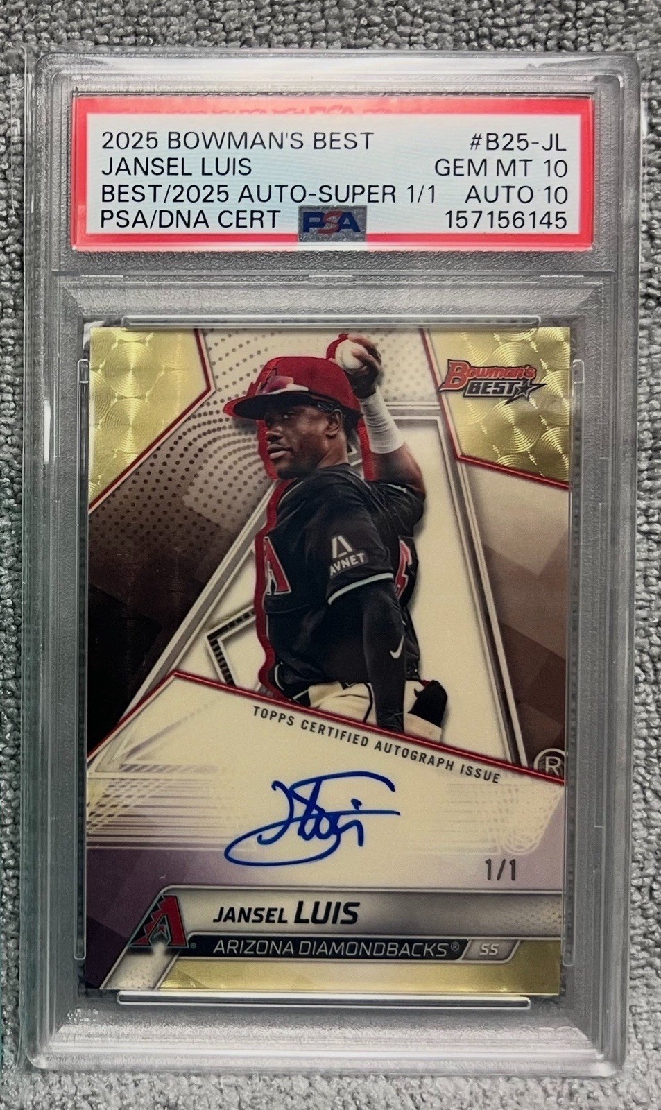 2025 Bowman’s Best Jansel Luis Best Auto of 2025 Superfractor 1/1 PSA10 AUTO10