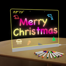 LED Note Board with 7 Colors, Doodle Led Drawing Board Light up Acrylic Dry Eras