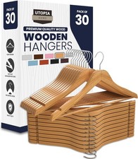 Premium Wooden Hangers 30 Pack Heavy Duty Durable Coat Hanger Wood Hanger New